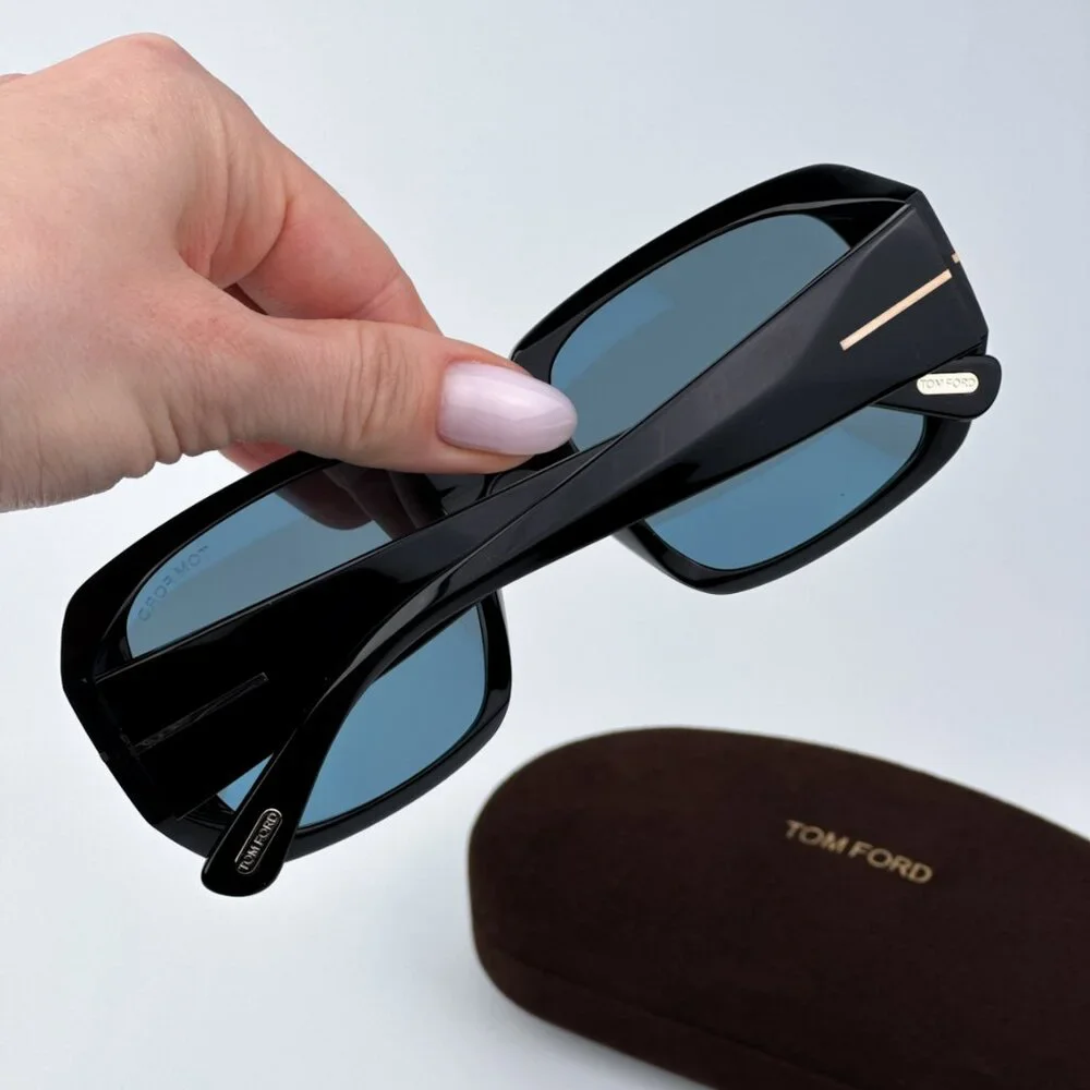 Tom Ford RYDER-02 Men BRAND NEW Sunglasses Black Blue Rectangle FT1035 01V